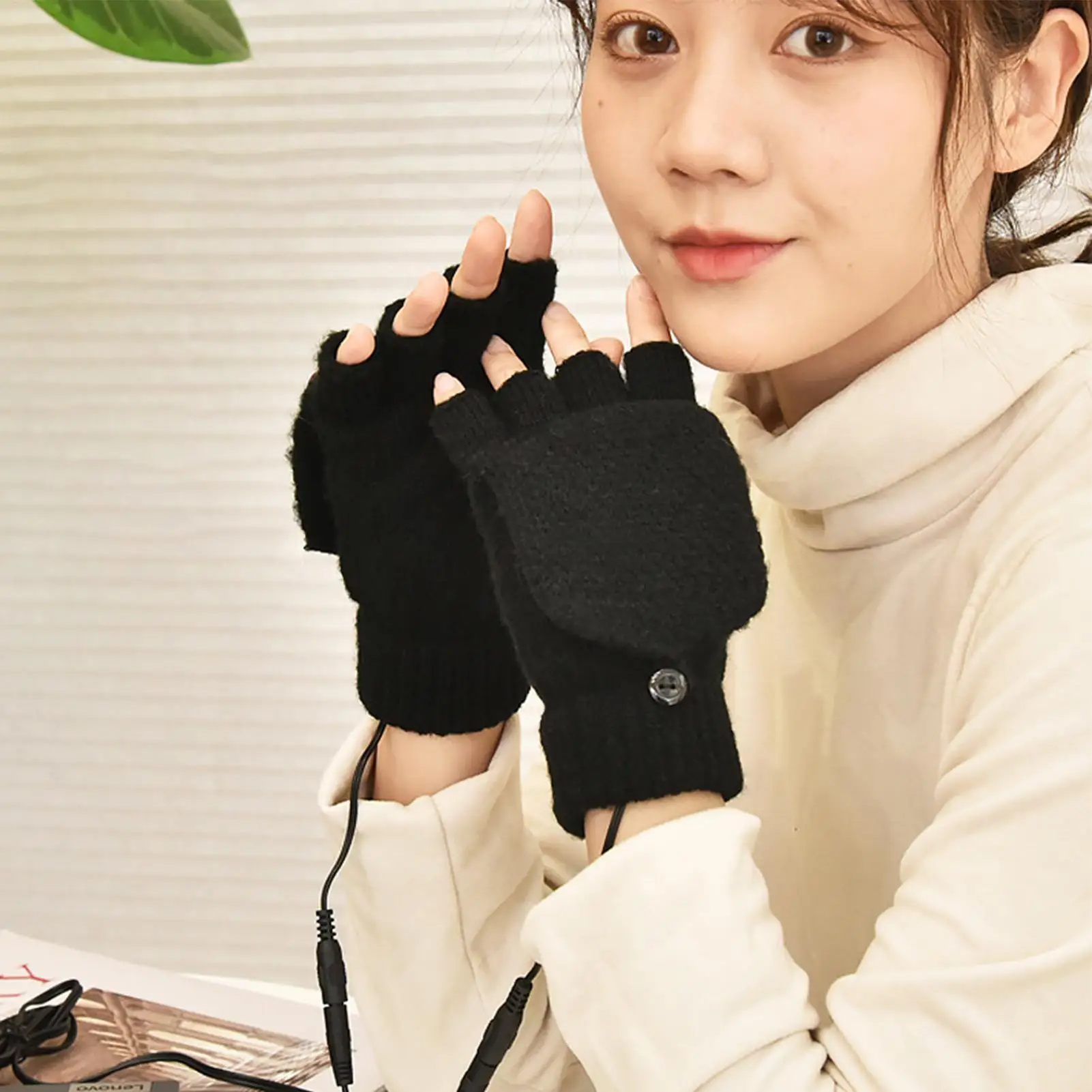 

USB Heated Gloves With 3 Temperature Settings Full & Half Finger Thermal Winter Gloves For Men Women, Outdoor Work, Travel