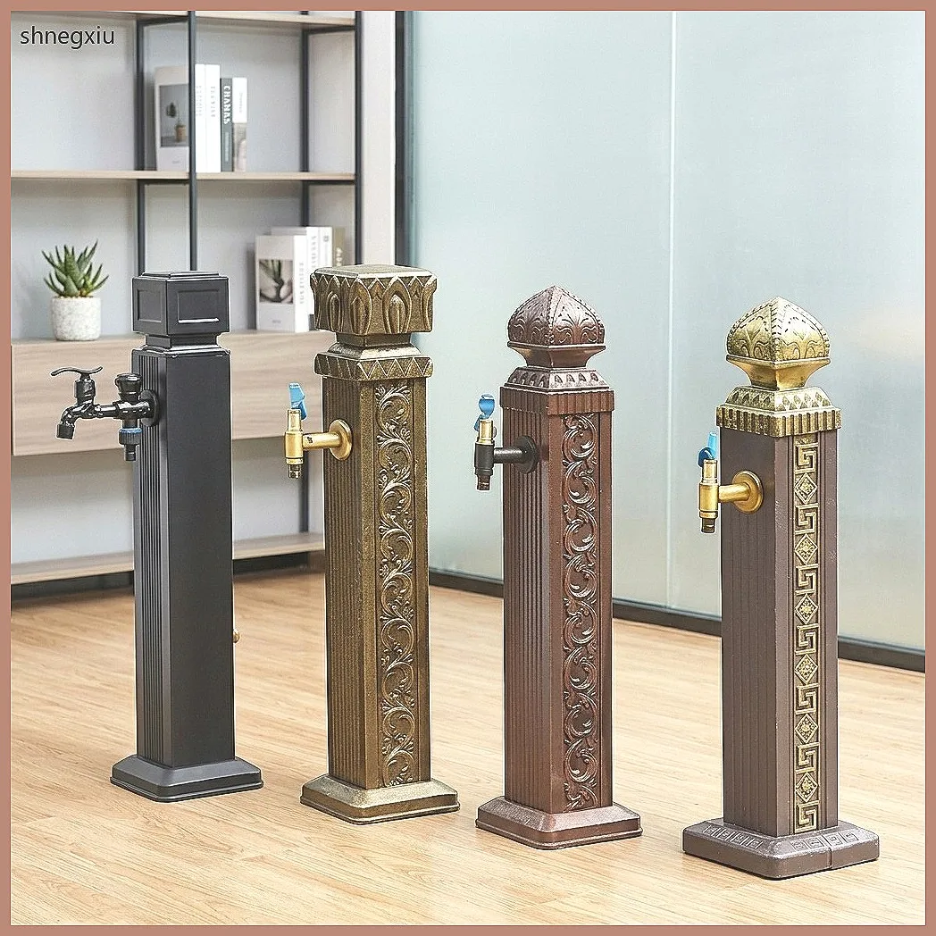 Antique Bronze Garden Faucet, Outdoor Column Tap Single Cold Water Mixer Stand