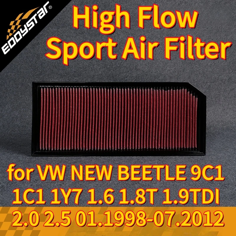 

Спортивный воздушный фильтр с высоким расходом для VW NEW BEETLE 9C1 1C1 1Y7 1,6 1,8T 1,9TDI 2,0 2,5 01.1998-07.2012 Моющиеся гоночные впускные фильтры