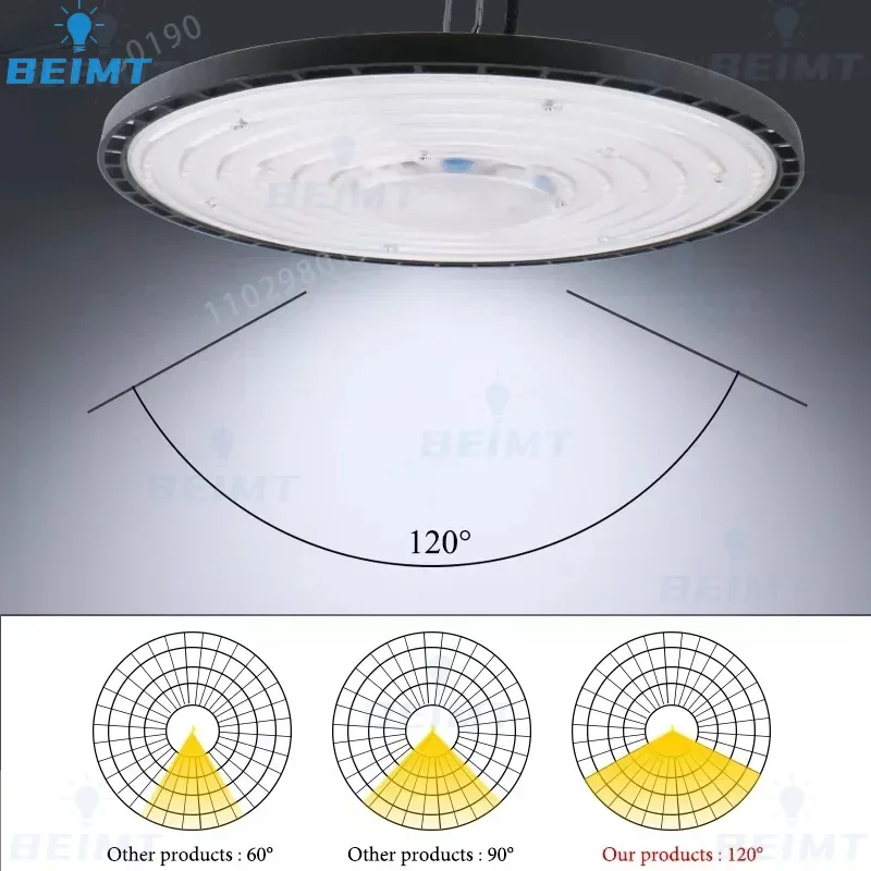 Imagem -04 - Ufo High Bay Light Iluminação Industrial Led para Garagem Ginásio Fábrica Armazém Impermeável 1200lm 200w 4500k 6000k 100w 150w Ip65