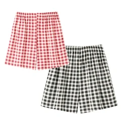 Pantalones cortos informales a cuadros para hombre y mujer, Shorts holgados de pierna recta, pierna ancha, Verano