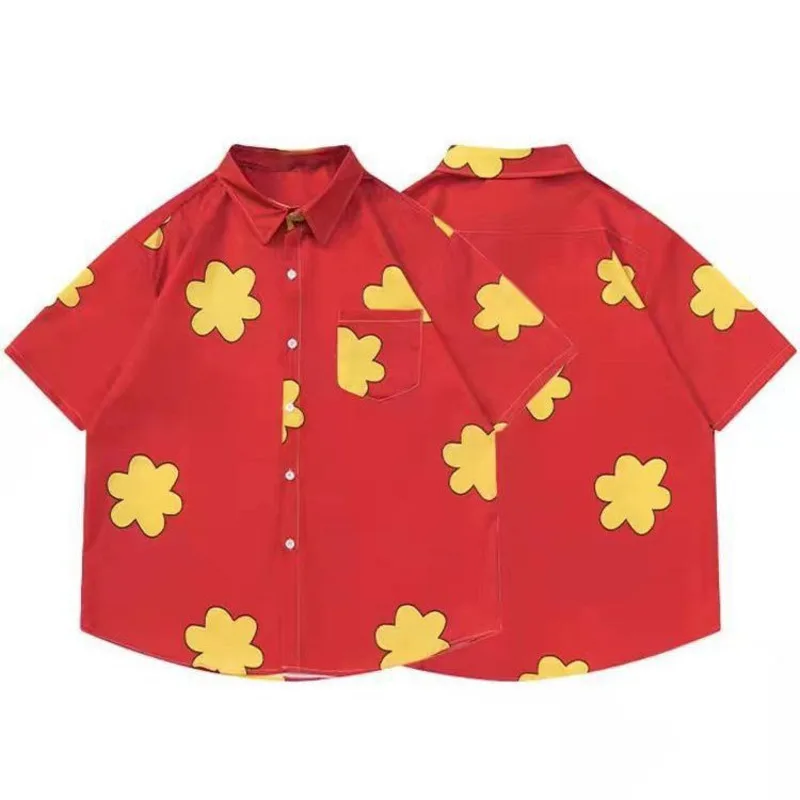 Floral Shirt Red Anime Short Sleeve T Shirt For Men Trendy Casual Top Soft Cotton Comfortable Fit Unique Design Pop Culture