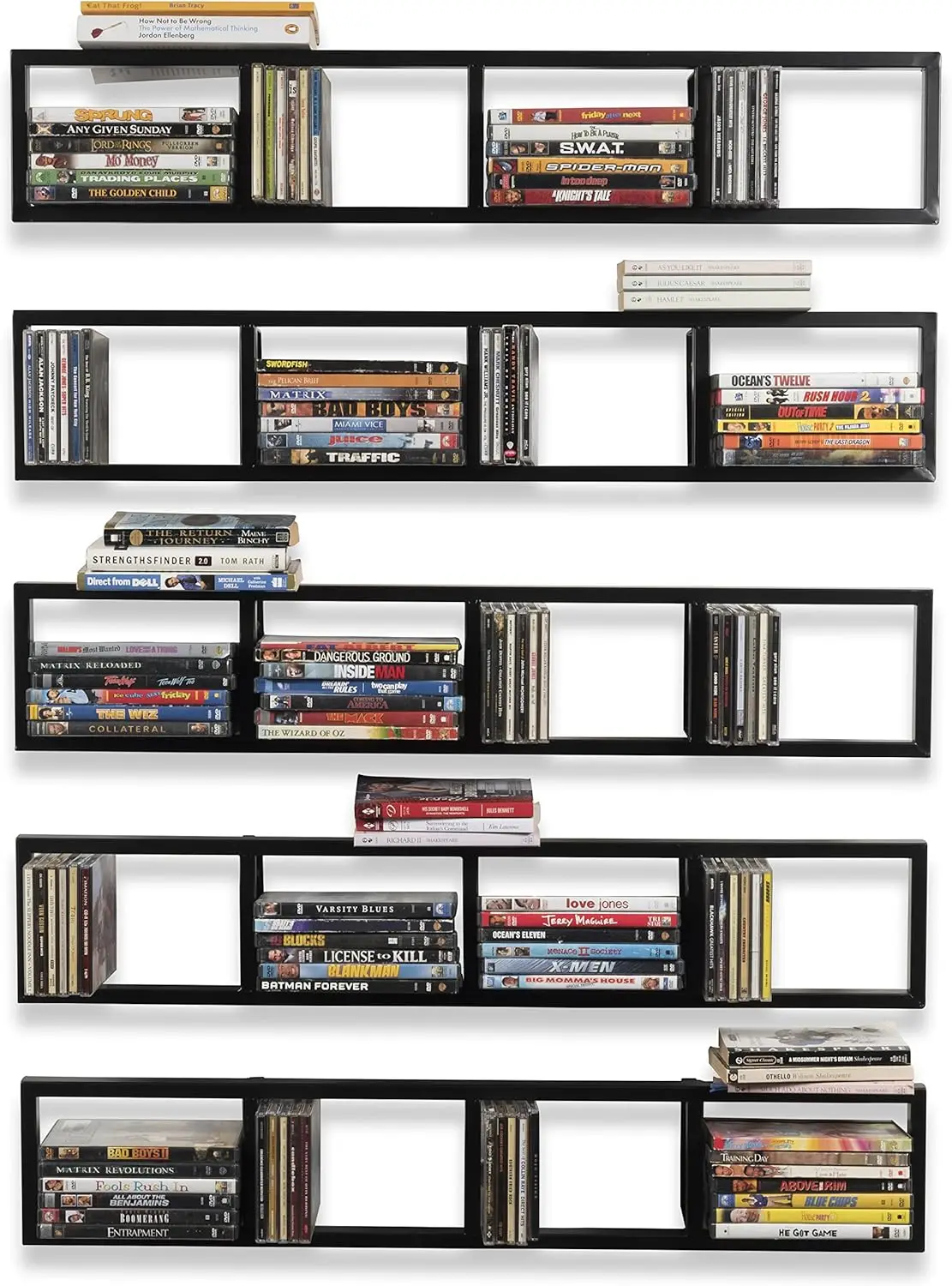 Have Space Black Floating Shelves for Wall, 34 Inch Video Games CD DVD Storage Shelves, Cube Storage Organizer Shelf Set of