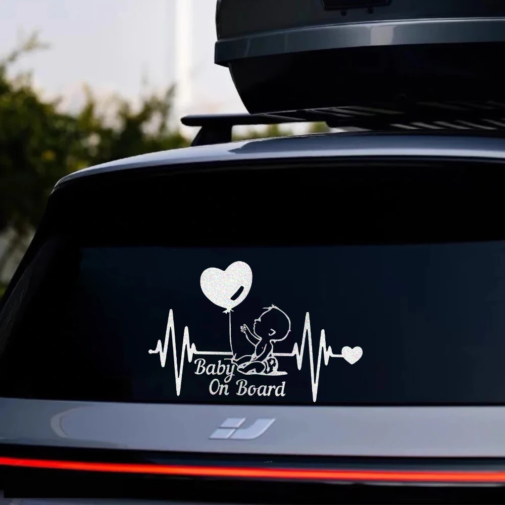 

Car Reflective Stickers Heartbeat Balloon Baby On Board Vinyl Cartoon Fashion Decal Auto Kids Warning Sign Stickers Decoration