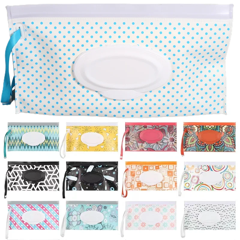 EVA Baby Wet Wipe Pouch Reusable Refillable Wet Wipe Bag Wipes Holder Case Flip Cover Snap-Strap Cleaning Wipes Box Tissue Box