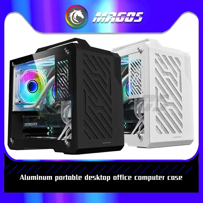 

Gamer Cabinet Aluminum Element Portable ITX/MATX Side Tempered Glass Support 330mm Cards/240 AIO Water Cooling Mini Case