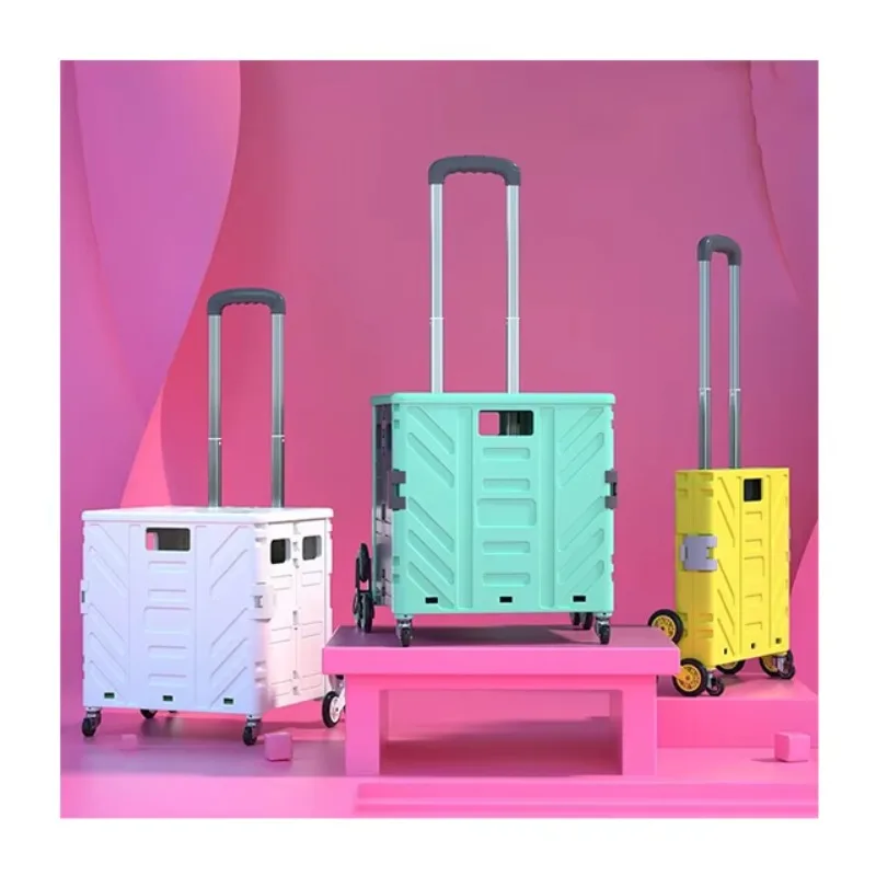 75L High Quality Foldable Storage Box Portable Shopping Cart Trolley Cart with Wheels for Travel Picnic Camping