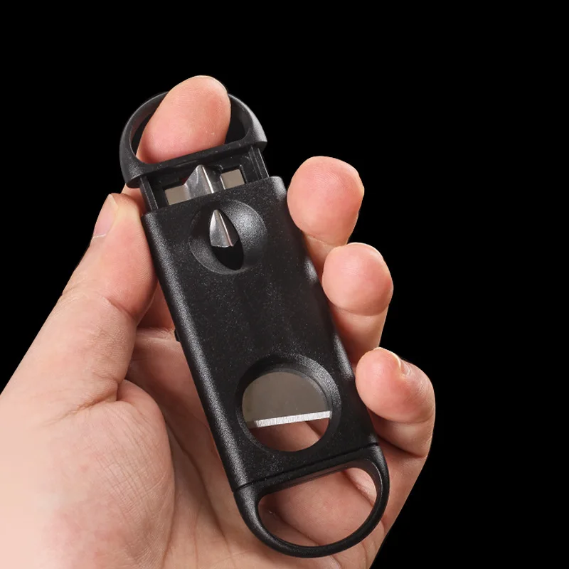 Dual Purpose V-Cut Cigar Cutter, Portable Stainless Steel V Shaped Cigar Punch Cutter Sharp Cigar Tip Cutter Smoking Tool