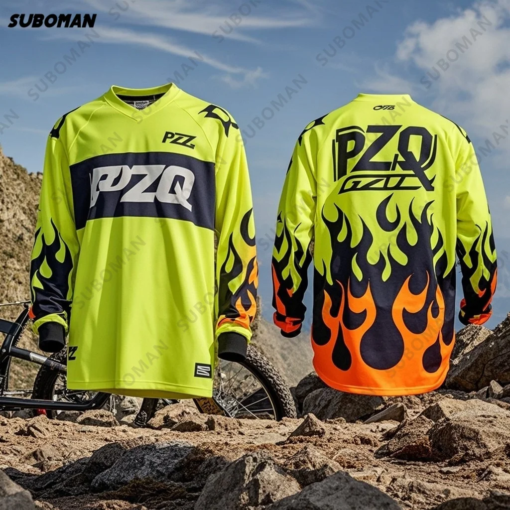 Новинка 2025, мужской велосипедный трикотаж PZQ, MTB, горный мотоцикл, спортивная одежда с длинными рукавами, уличная спортивная одежда, велосипедный трикотаж, футболка, топы, S-4XL