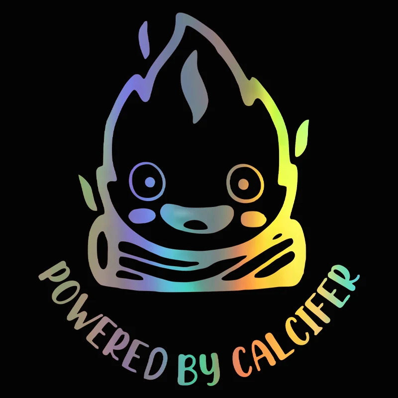 Powered by Calcifer Fuel Tank Cap Car Stickers Cover Scratches Window Decal For Motorcycle, Laptop, Phone, Helmet Decoration