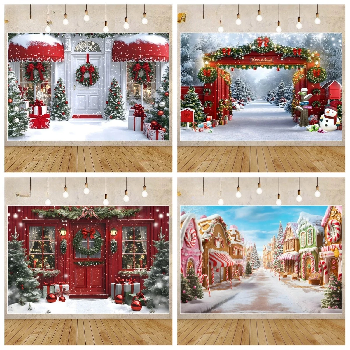 Christmas Deer Photography Background Winter Warm House Photo Background Studio Black and Gold Birthday Backdrop Props