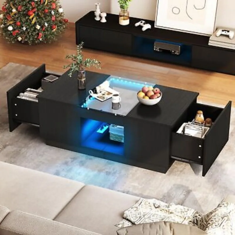 

Coffee Table Rectangular Coffee Table with Storage Shelf Durable 31