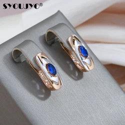 SYOUJYO Blue Natural Zircon Modern Luxury Stud Earrings For Women 585 Rose Gold Color Fine Jewelry Daily Easy Matching Earrings