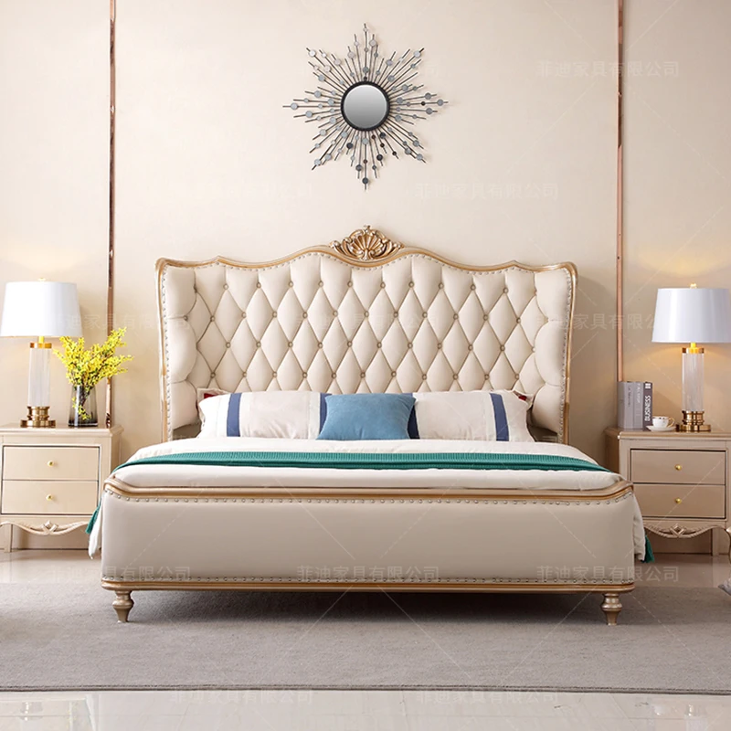 

Aesthetic Soft Bed Design Luxury Double Queen Space Saving Cute Bed Comfortable Fancy Camas De Dormitorio Home Furniture