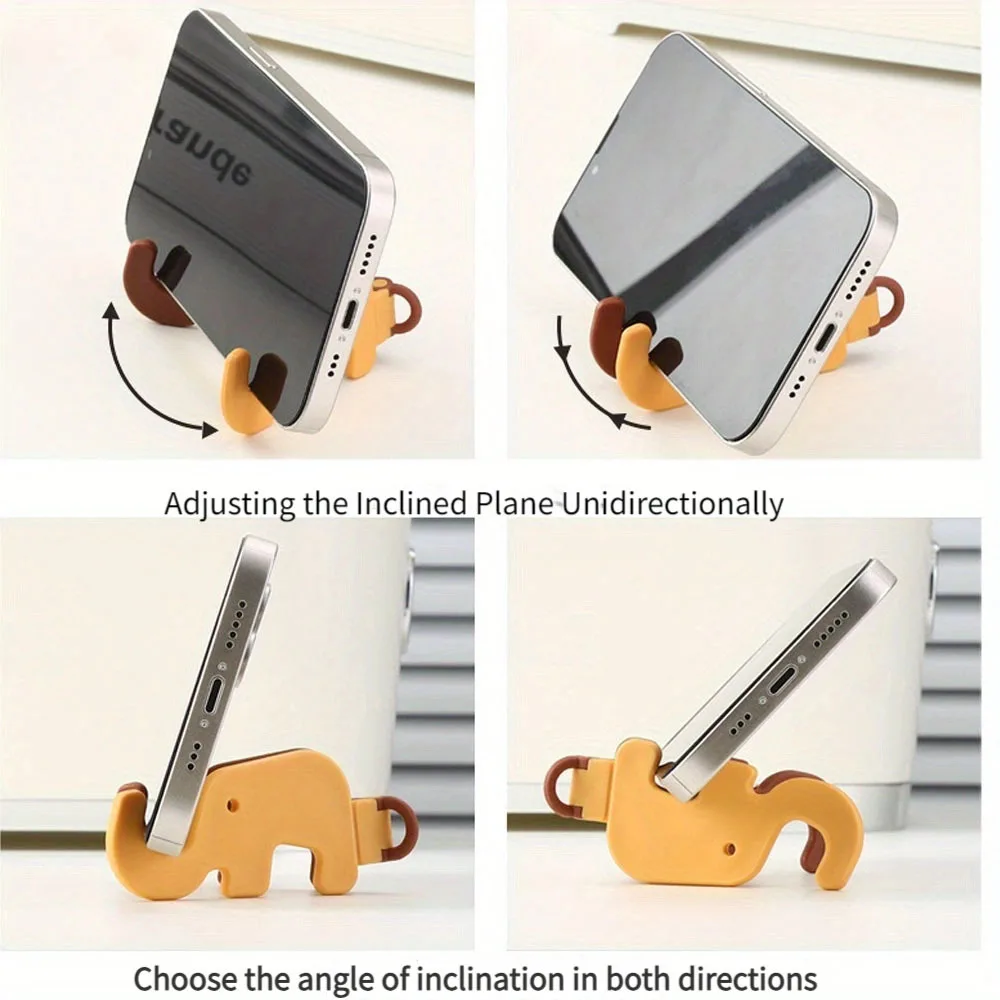 Universal Phone Holder Cute Cartoon Animal Lazy Desktop Mobile Phone Stand Base Foldable Storage Key Chain Design Easy To Carry