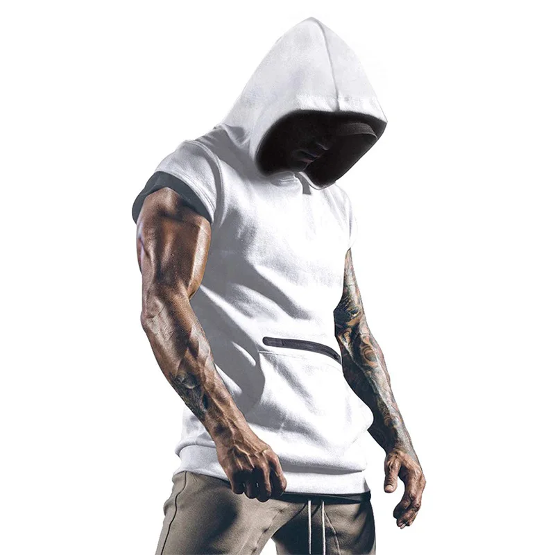 

Techwear, летняя мужская спортивная одежда, спортивная толстовка без рукавов, мужские толстовки с капюшоном, модные мужские белые толстовки, жилет для фитнеса Polerones