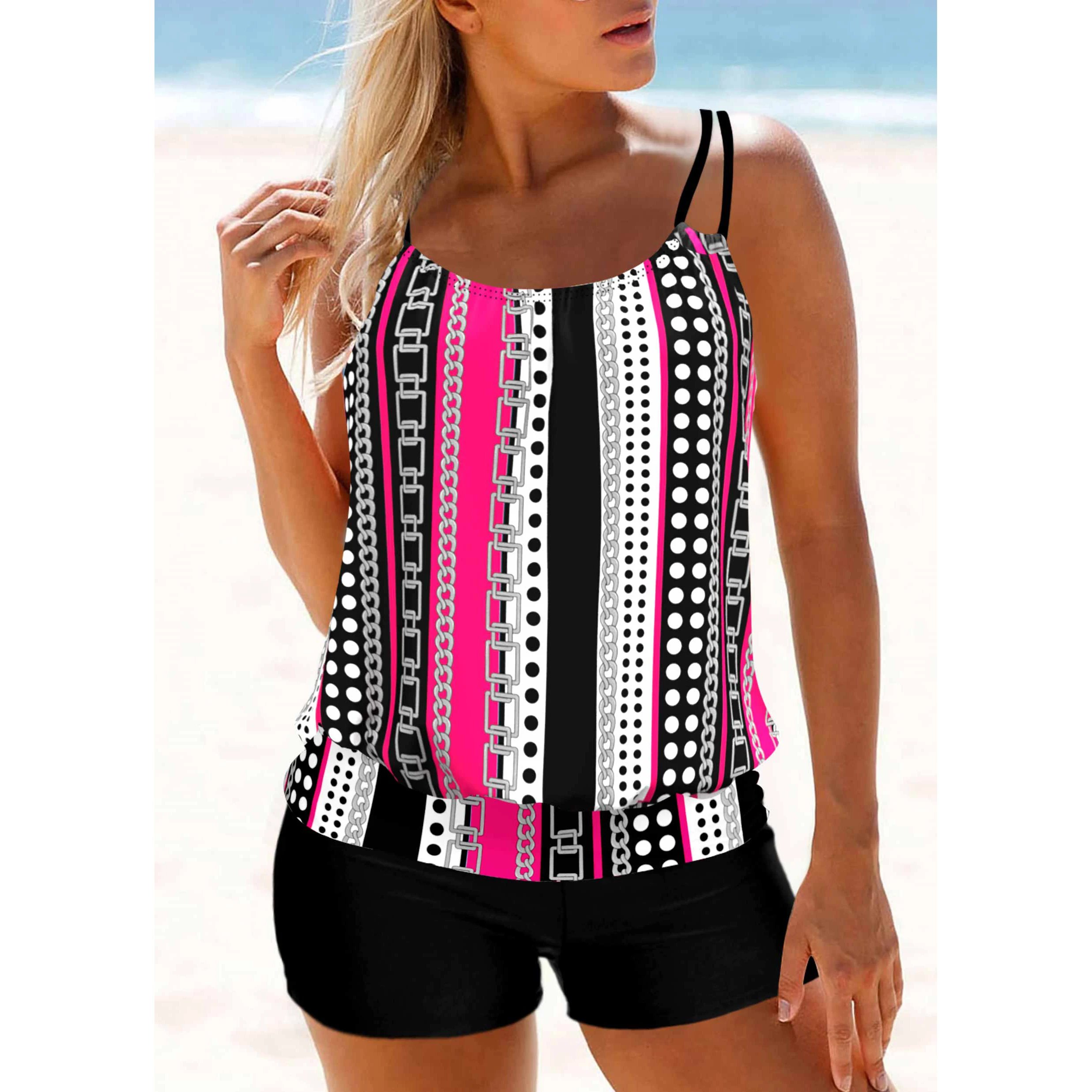 Conjunto de Tankini Regular para mujer, traje de baño de dos piezas con estampado a la moda, 2023