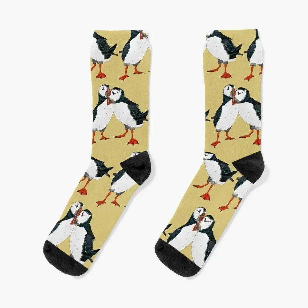 

puffin pair gold Socks custom sports kawaii gifts colored Socks Male Women's