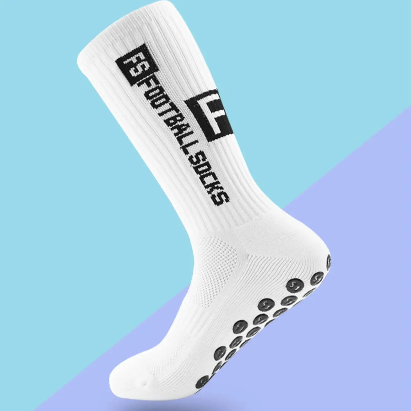 4 Pairs Men's Soccer Socks with Grip, Non Slip Anti Slip Athletic Socks with Cushion Pads for Football/Basketball/Hockey