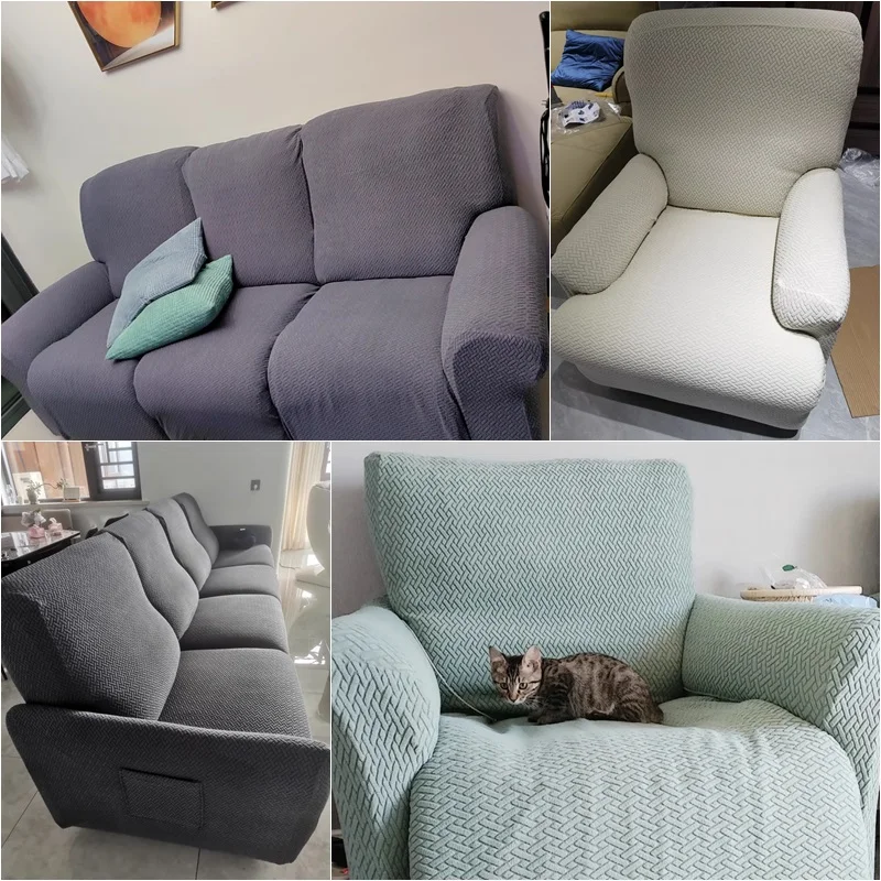 1/2/3 Seater Jacquard Recliner Sofa Cover for Living Room Stretch Relax Armchair Cover Elastic Lounge Couch Slipcover funda sofa