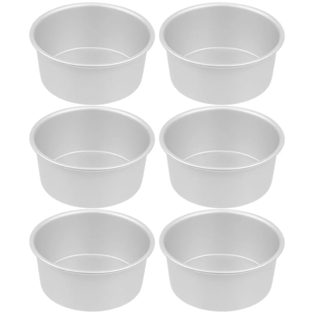 

6pcs Round Mold Aluminum Pan Set For Pies Cakes Puddings Muffin Tins Diy Tool Metal Cake Moulds Baking Pans Cake Tins For Baking