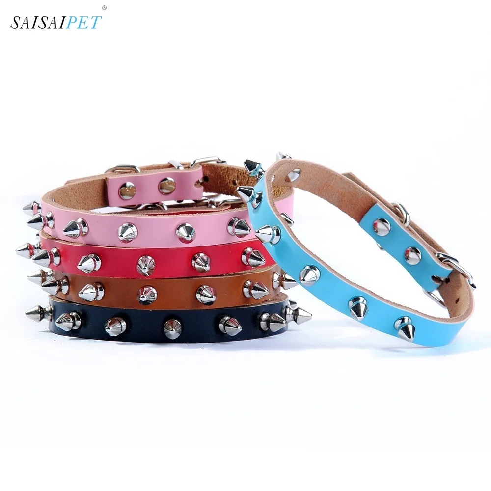 First Layer Cowhide Round Head Rivet Pet Collar Anti-bite Dog Collar Genuine Leather Dog Chain Dog Collar