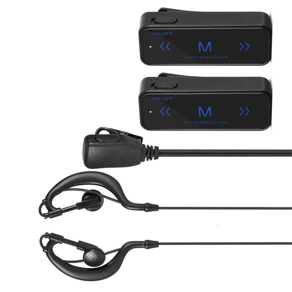 Portable Mini Walkie Talkie Kit 2-Way FM Radio Transceiver With 2 Headphones USB Charging Communication Device Set