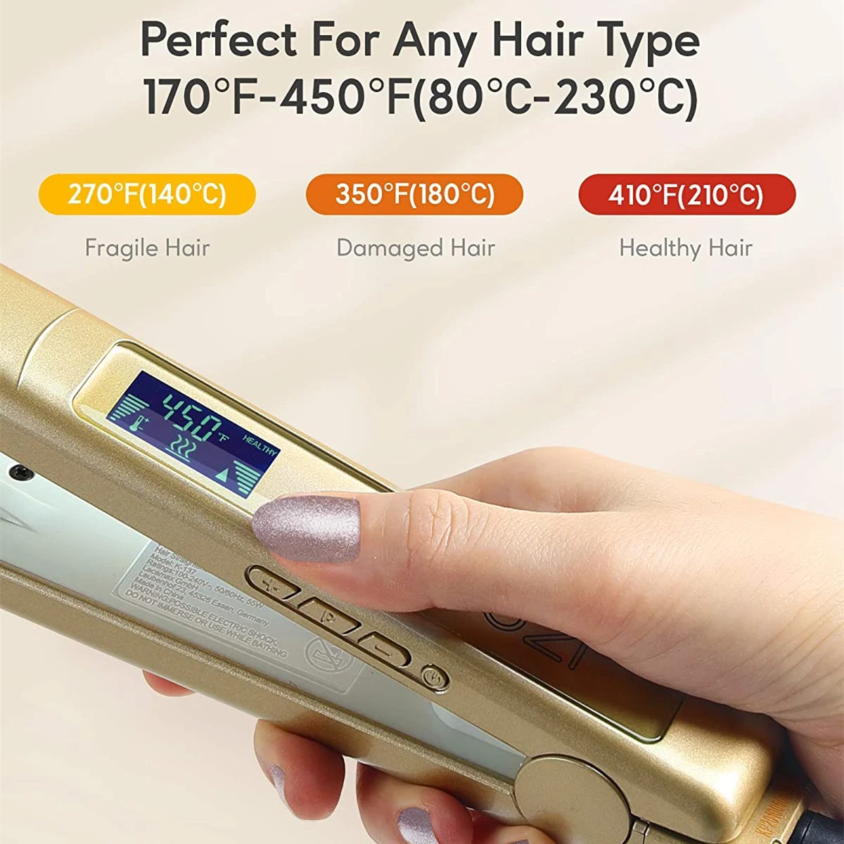 KIPOZI Professional Hair Straightener Titanium Plate Flat Iron with LCD Digital Screen Dual Voltage Hair Tool Fast Heating