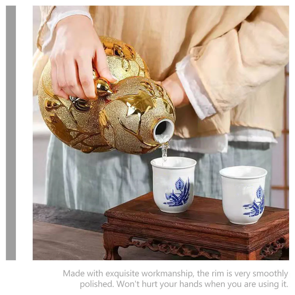 

Ceramic Wine Gourd Jug Large Capacity Wine Container for Household Liquor Storage and Decorative Use Ceramic Drink Container