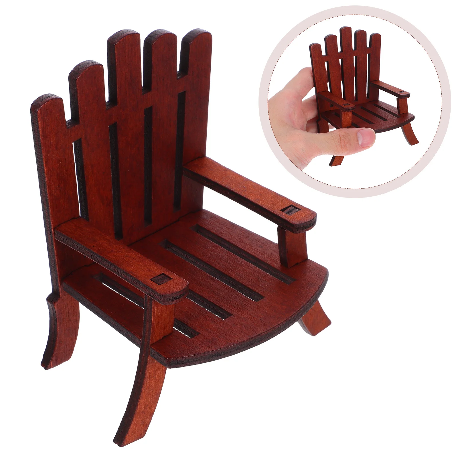 

2Pcs Miniature Wooden Beach Chair - Hand-Carved Dollhouse Furniture for Crafts, Decoration, Fairy Scene Accessory,