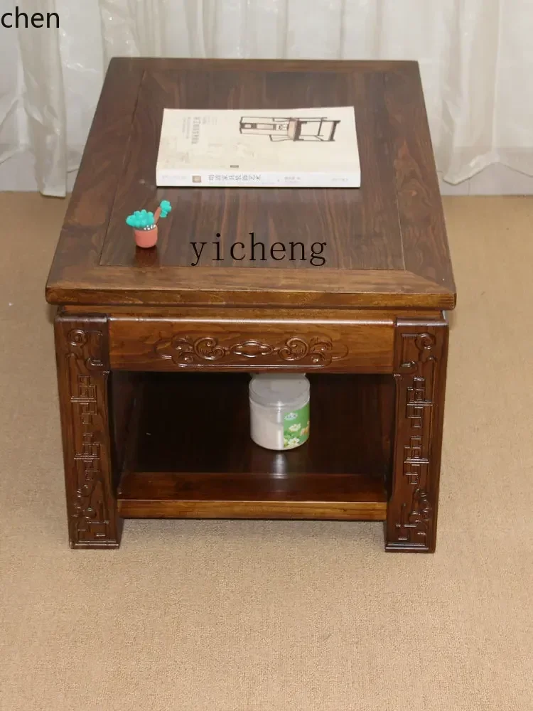 ZML الخشب الصلب خليج نافذة الجدول كانغ الجدول القديم الدردار الشاي غرفة المعيشة طبقة مزدوجة تخزين طاولة صغيرة