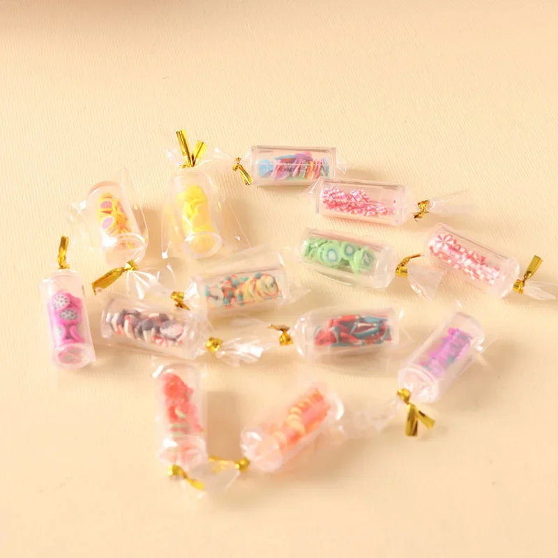 Mini Stuff 2pcs 1:12 BJD Dolls Candy Bag Dollhouse Miniature Items Fruit Candy Jar OB11 Strawberry Food Doll House Accessories