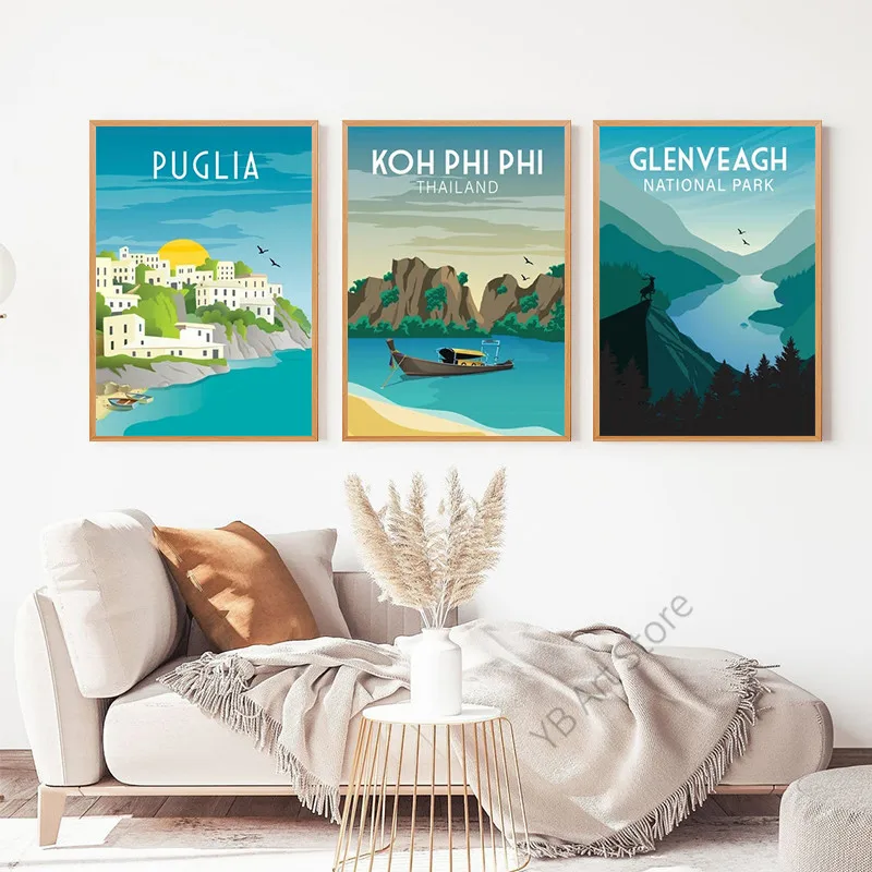 Monaco Mauritius Dubai Beach Travel City Poster Tourist Scenery Landscape Canvas Painting Wall Art Decoration Home Room Decor view 2