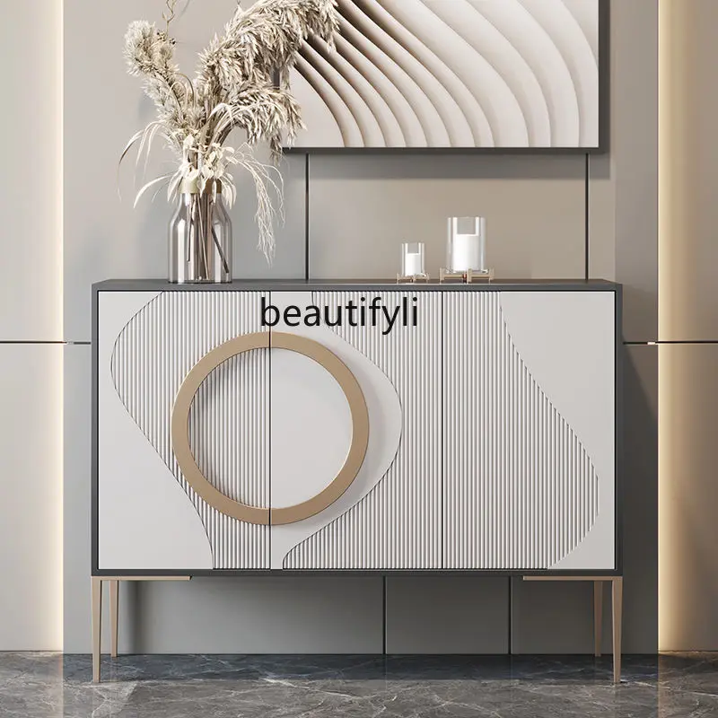 Light Luxury Entrance Cabinet High-End Wall Entrance Shoe Cabinet Welcome Modern Household Storage Side