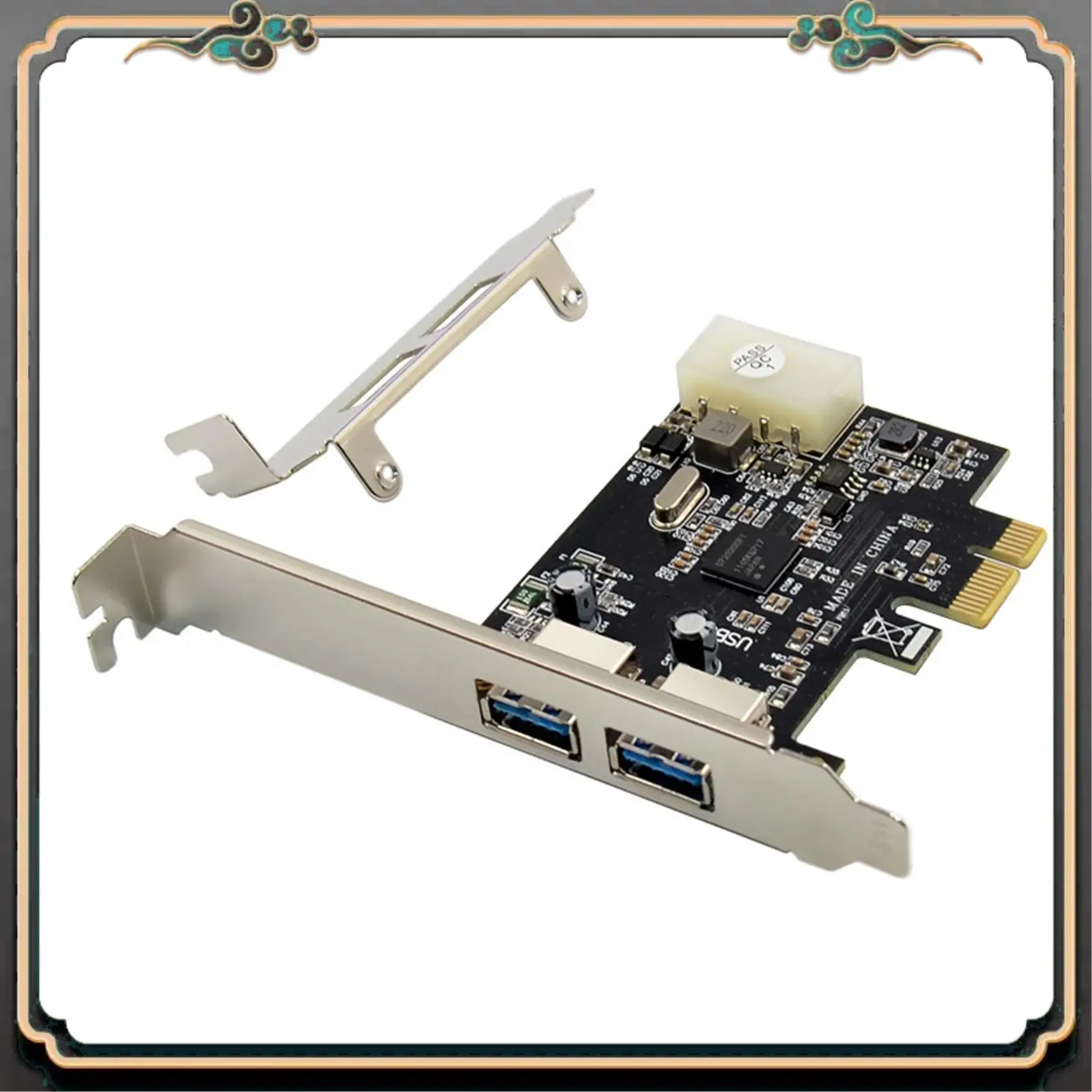 ASMA-NEC720200 PCI-E X1 Riser Card Dual Port USB 3.0 Expansion Card 5G Rate External USB Master Conversion Card