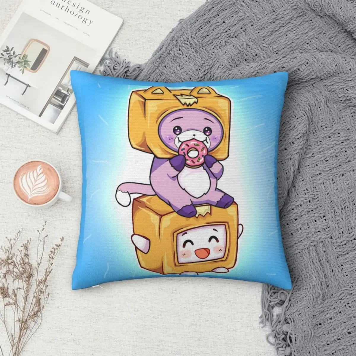 أغطية وسائد صندوق ماكر من Kawaii ، أغطية وسائد كرتون ، غطاء وسادة ديكور عتيق لغرفة المعيشة ، Lankybox ، 45x45 سم