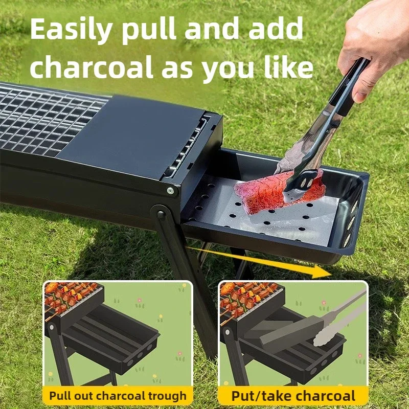 Household Barbecue Rack Portable Folding Free Installation Barbecue Grill Small Barbecue Tool Outdoor BBQ Electric Griddles