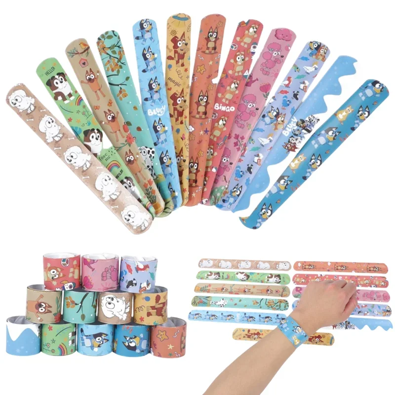 

12pcs/24Pcs Cartoon Bluey Cute DIY Bracelet Wristbands A Aariety Of Anime Doll Characters Children Pat Circle Toys Birthday Gift