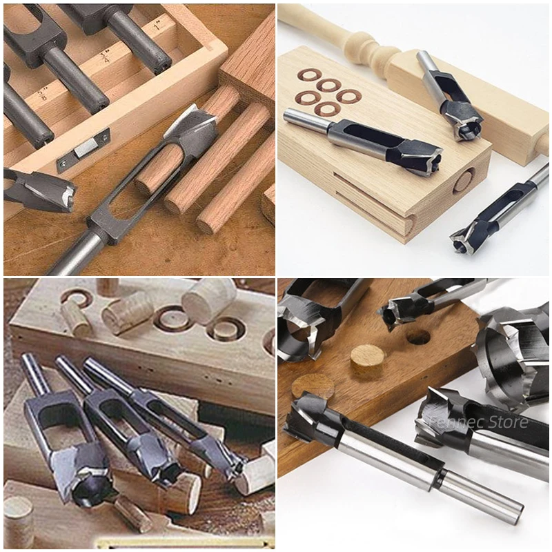 8-40mm Wood Plug Hole Cutter Tenon Dowel and Plug Drill Cork Woodworking Drilling Tools Tapered Sealing Plug Cutter Shank