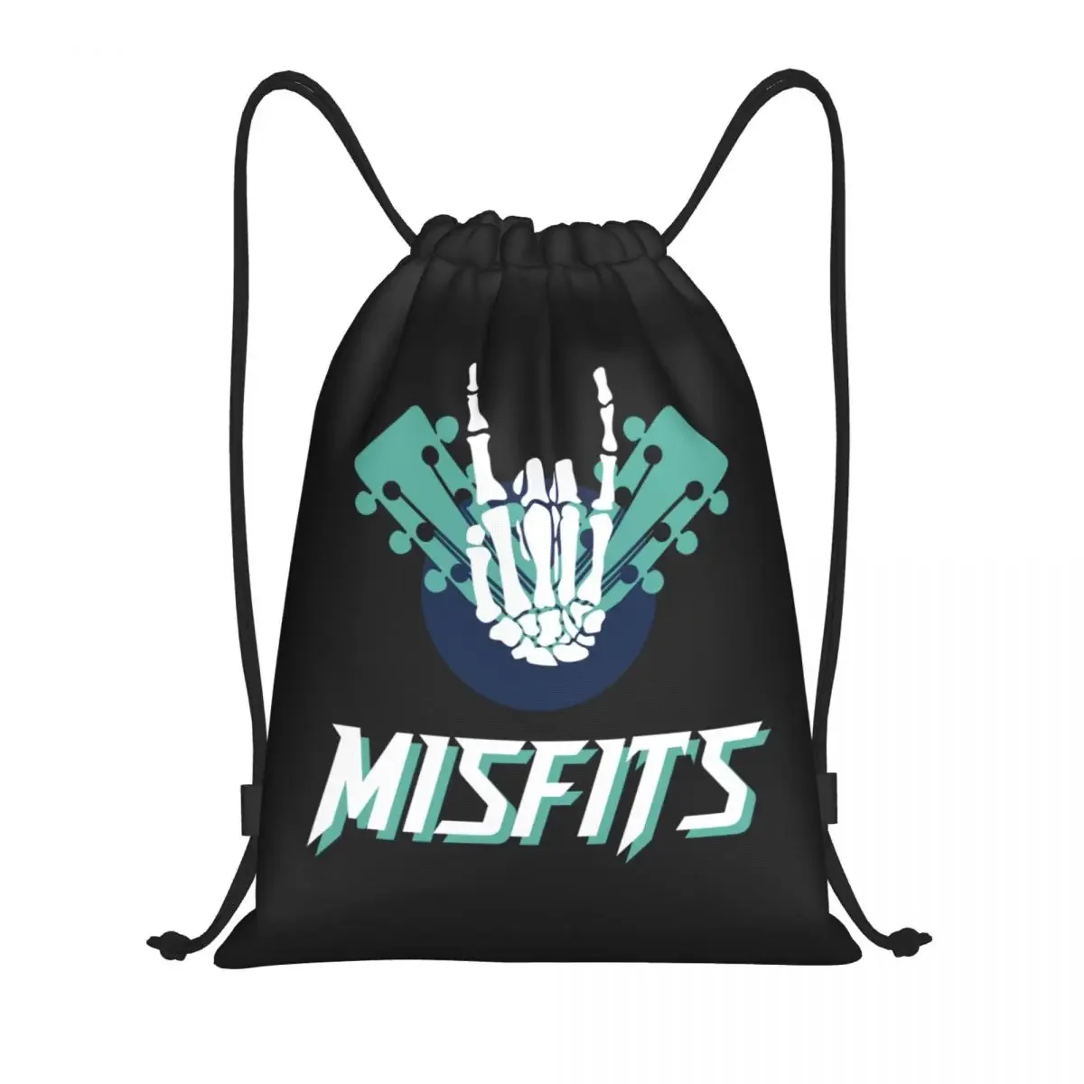 Custom Rock Band Misfits Skull Drawstring Backpack Bags Men Women Lightweight Heavy  Gym Sports Sackpack Sacks for Training