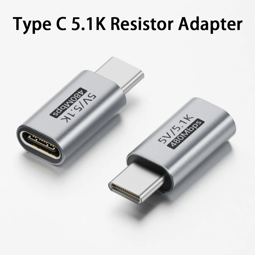 USB‑C 5.1K Resistor Male To Female Adapter 5V Charging Converter 480Mbps For Electric Shaver Trimmer Fan Screwdriver Headphone