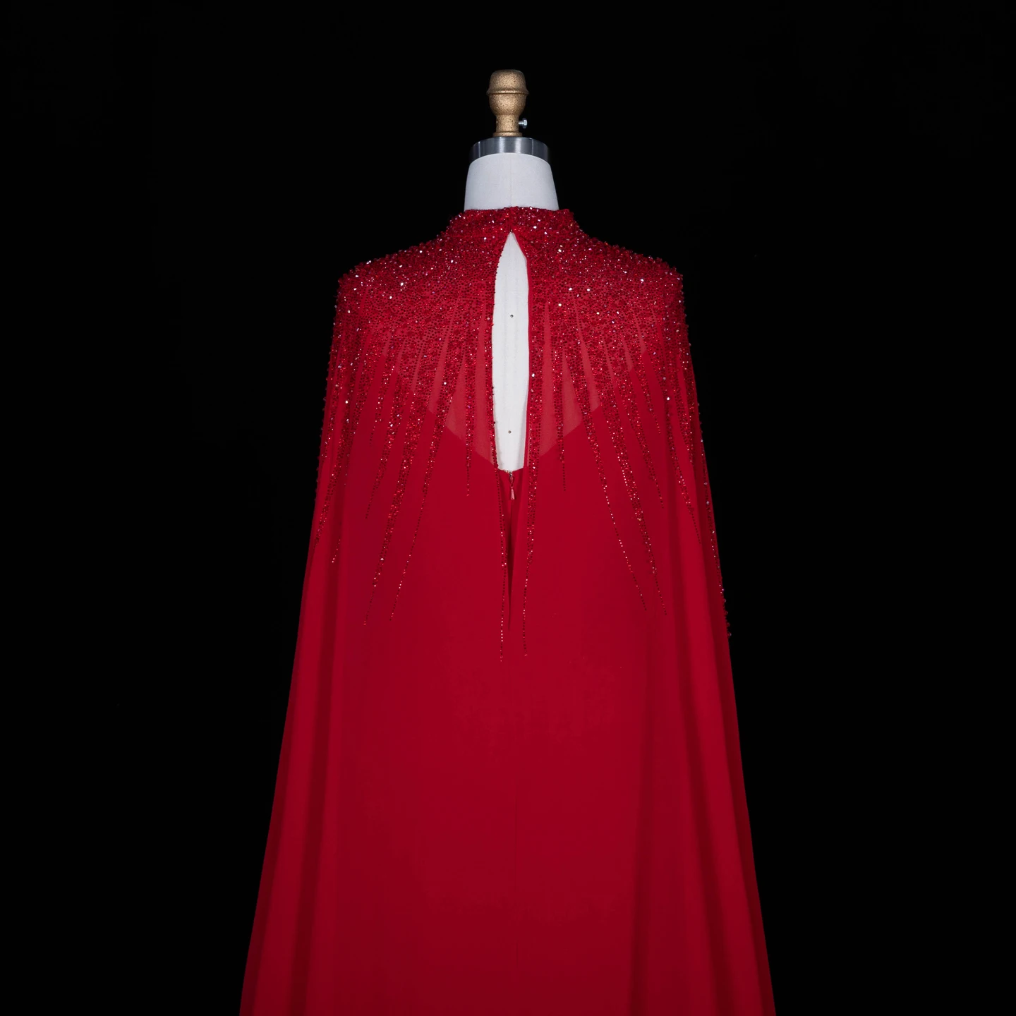 Sharon Said Abendkleider Luxuriöse Meerjungfrauen-Kleider mit V-Ausschnitt, Chiffon, Kristallen, Arabisch, Dubai, formelle Partykleider mit Umhang SS074 Maßanfertigung – Detail 21