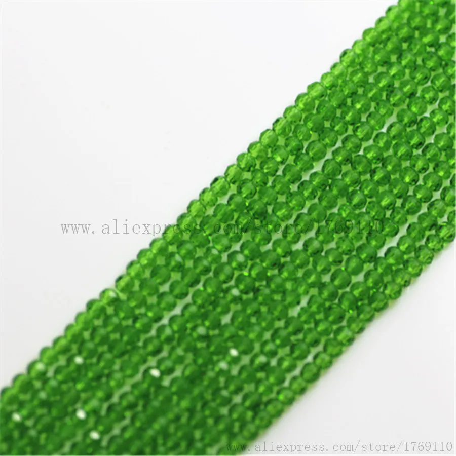 Isywaka Deep Green Color 170pcs 2mm Rondelle Austria faceted Crystal Glass Beads Loose Spacer Round Bead for Jewelry Making