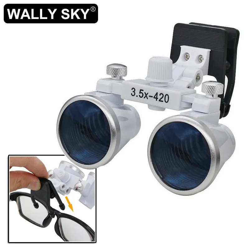 Binocular Dental Loupes 2.5X 3.5X Coated Optical Lens with Clip Magnifying Glass Galilean Dental Magnifier