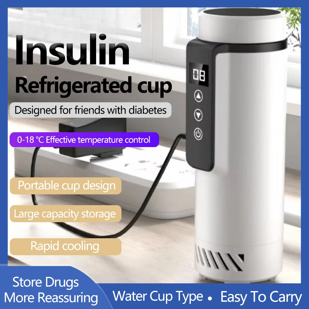 Portable Insulin Refrigerated Cup Adjustable Temperature Mini Insulin Cooler Cups Outdoor Drug Fridge Cold Storage Cup