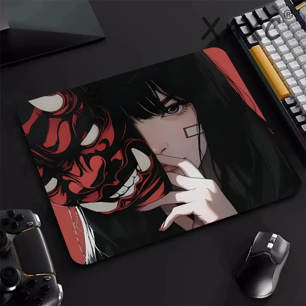 

45x40CM Non-slip Mousepad Mask Girl Speed Table Pad E-Sports Keyboard Oni Mice Mat Game Professional Premium Suture Edge Deskmat