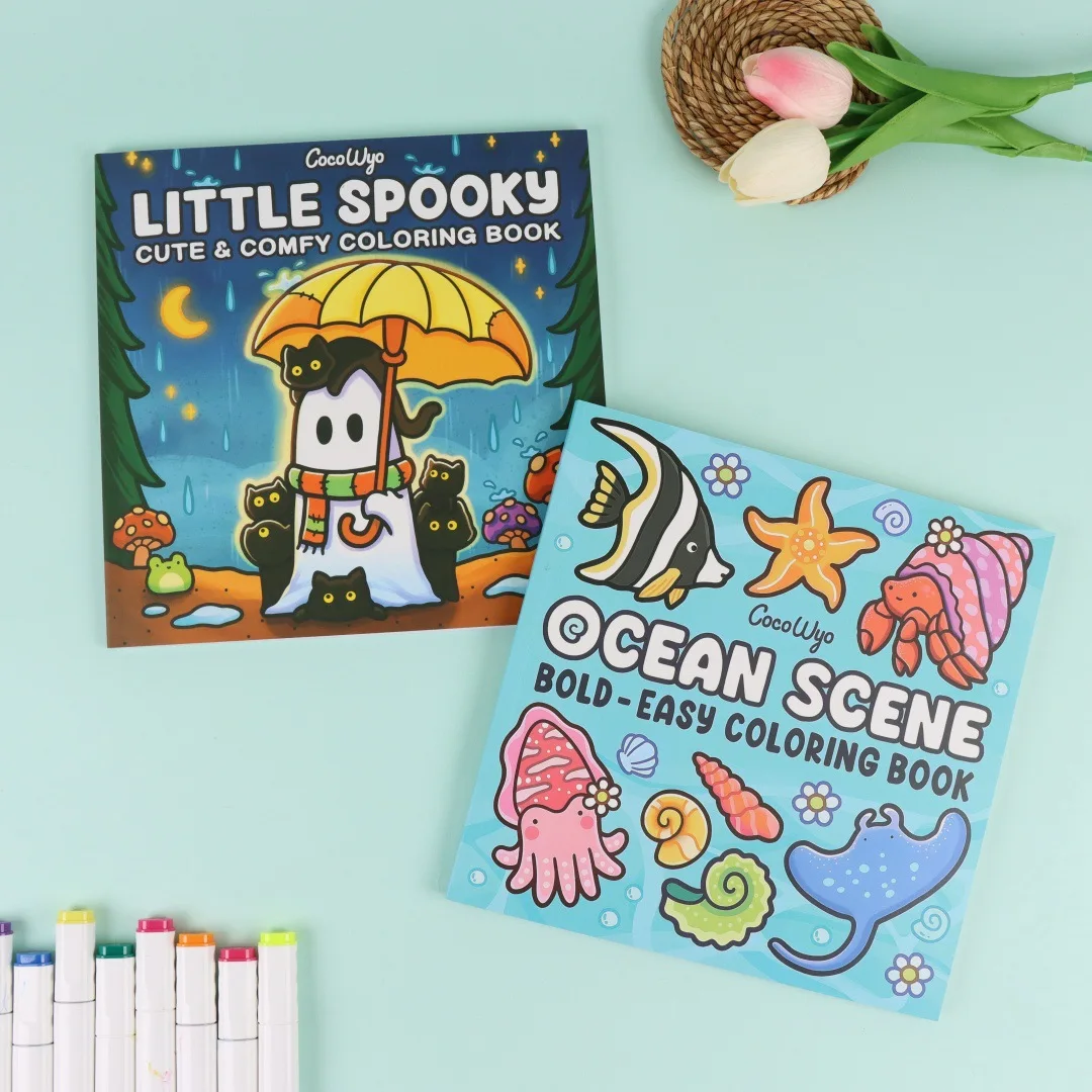 

Cute Ghost Theme Coloring Book - Cute and comfortable design for relaxing coloring fun with multiple themes