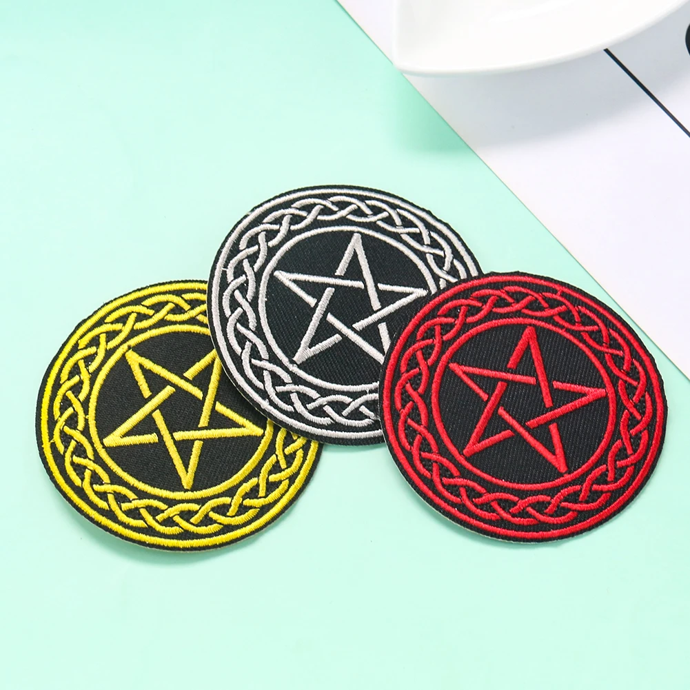 Retro Pentagram Circle Embroidery Patch Western World Satan Warcraft Outdoor Armband DIY Clothes Backpack Hat Decor Accessory view 4