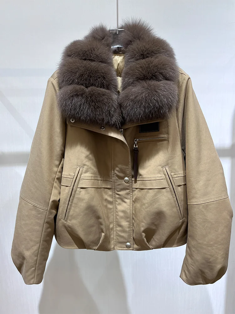 2025 mode hiver doudoune d'oie doudoune véritable col de fourrure de renard épais femmes chaud Parka manteau de luxe vêtements d'extérieur femme