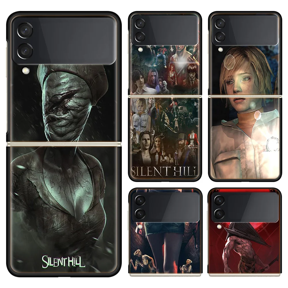 Games S-Silent Hill Phone Case For Samsung Galaxy Z Flip 6 4 3 5G Funda Black Coque Hard PC Luxury Cover Z Flip 5 Capa Fashion C